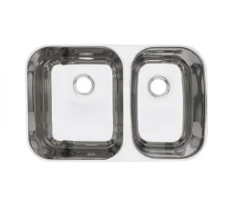 Cuba Dupla Assimetrica 63x40x18 Aço Inox 304 Polido – Aba Infinita